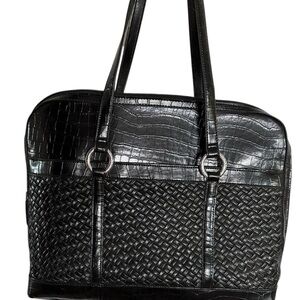 Coldwater Creek leather women computer tote organizer bag purse EUC handbag